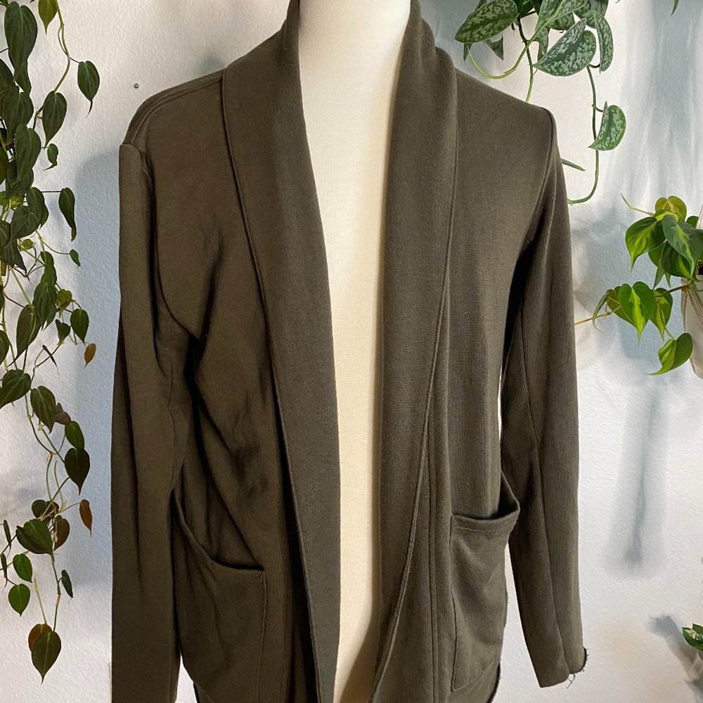 Jersey Knit Collared Cardigan Sweater